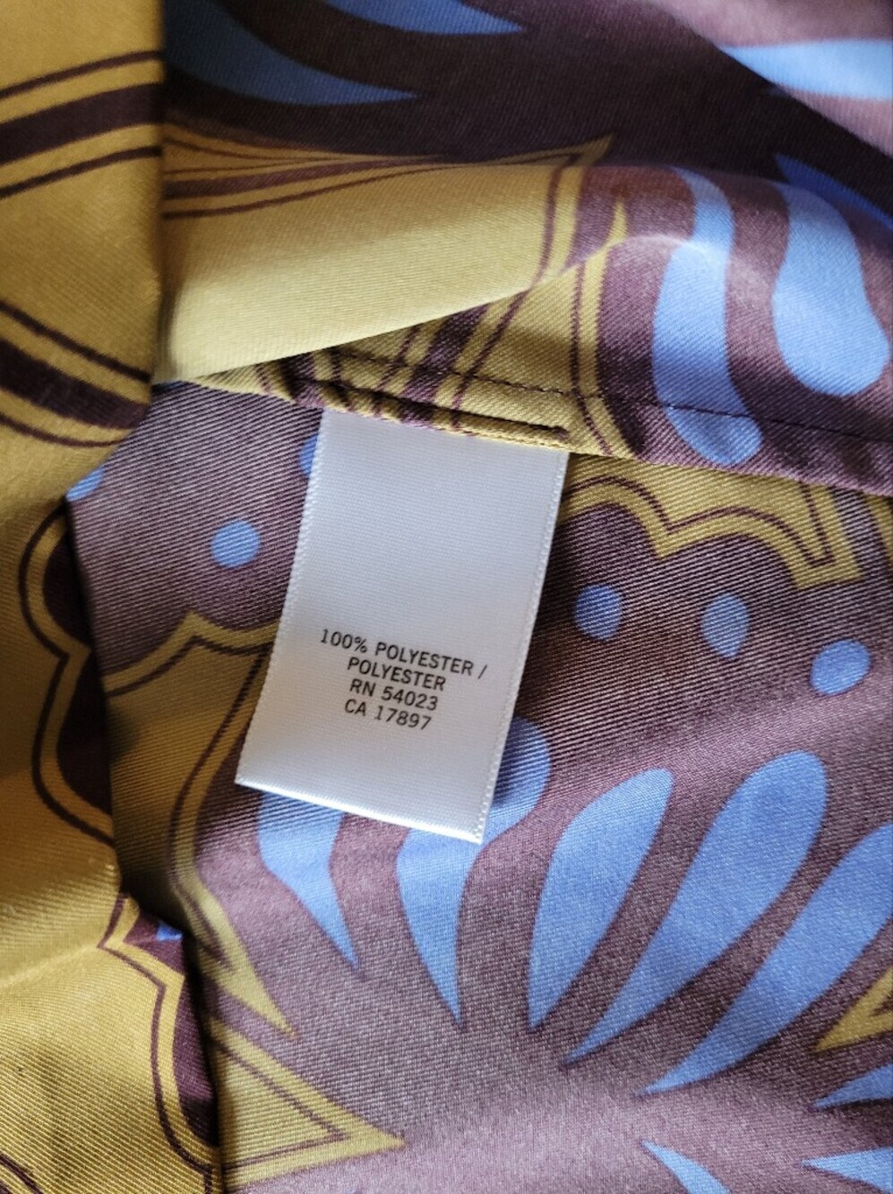 Banana Republic Sleeveless Tie-Neck Floral Print Top in Mustard, Blue & Brown L - Picture 5 of 10
